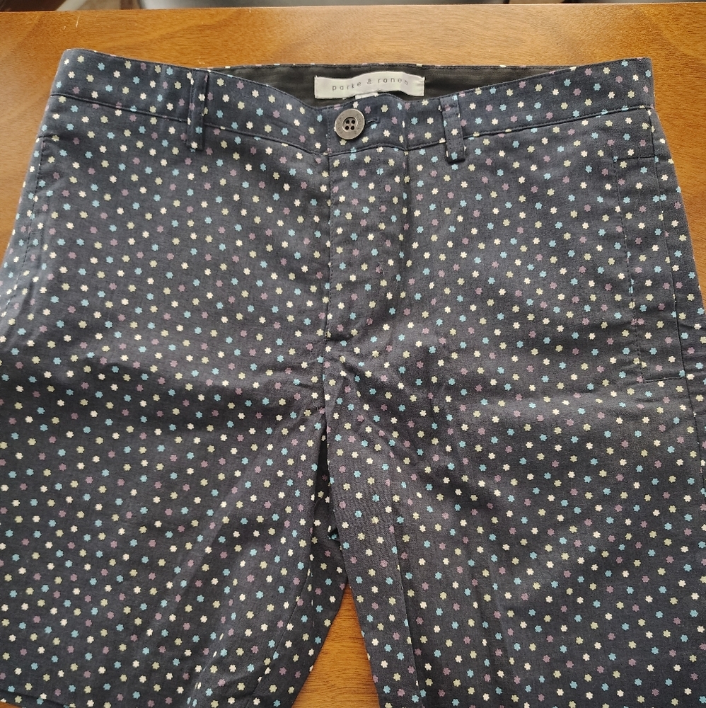 Men's Parke & Ronen Navy Patterned Chino Shorts Size 30 - Picture 5 of 8